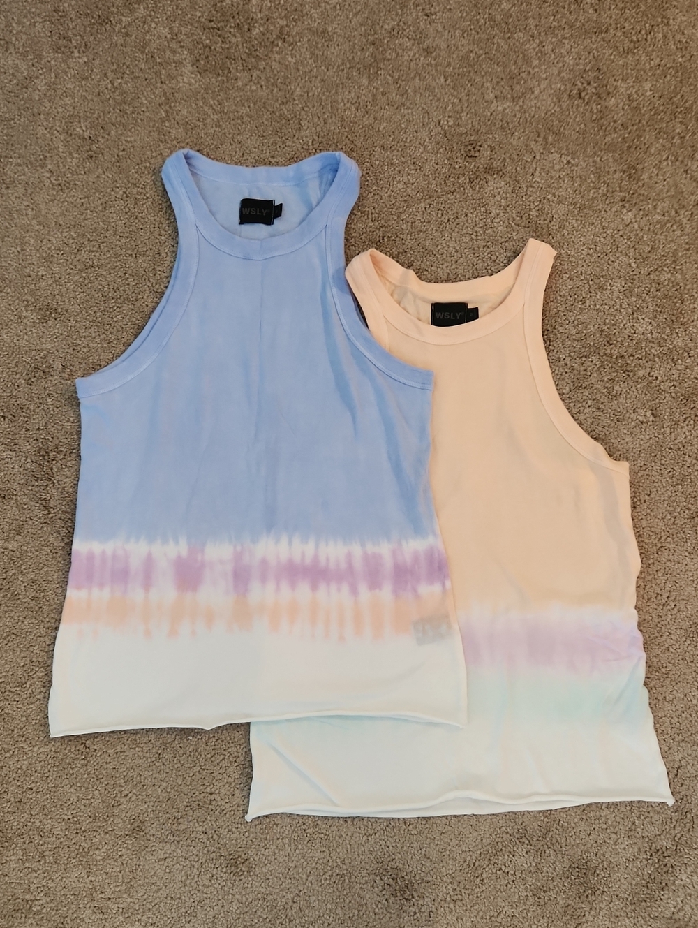 NWOT WSLY Pair (2) Tie Dye Tank Tops Medium Summer Beachy Coastal Boho
